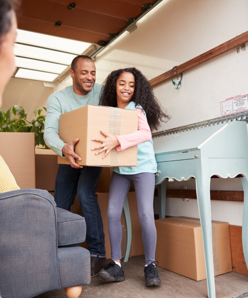 family moving boxes